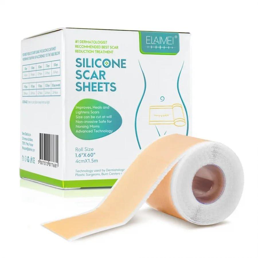 Scar Removal Tape Scar Removal Sheet Strips for C-Section, Acne Scars, Tummy Tuck, Keloid and Surgical Scars, Reusable Medical Grade Silicone Scar Tape, Get Scars Away Painless