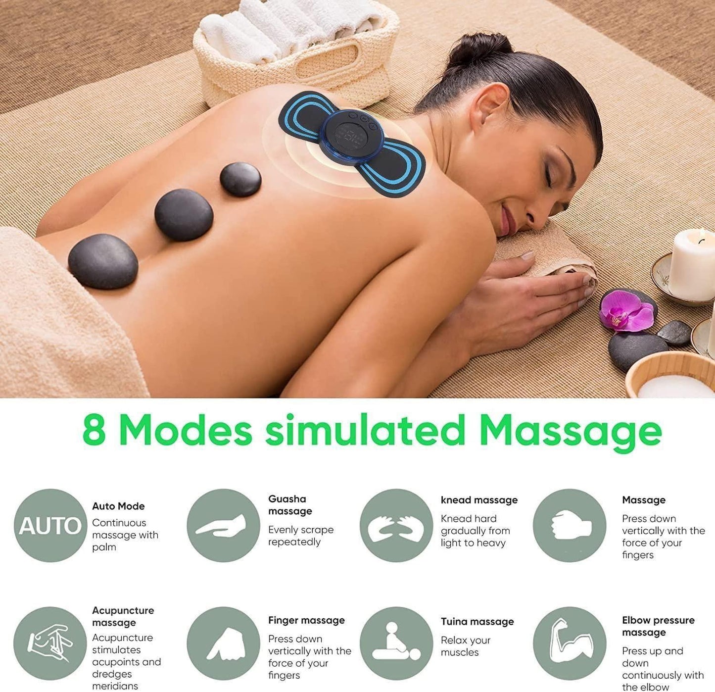 Mini Butterfly Massager – Portable Wireless Pain Relief & Muscle Relaxation for Neck, Back, Shoulders, Legs & Feet – 8 Modes & 19 Strength Levels – Electric Body Massager for Blood Circulation